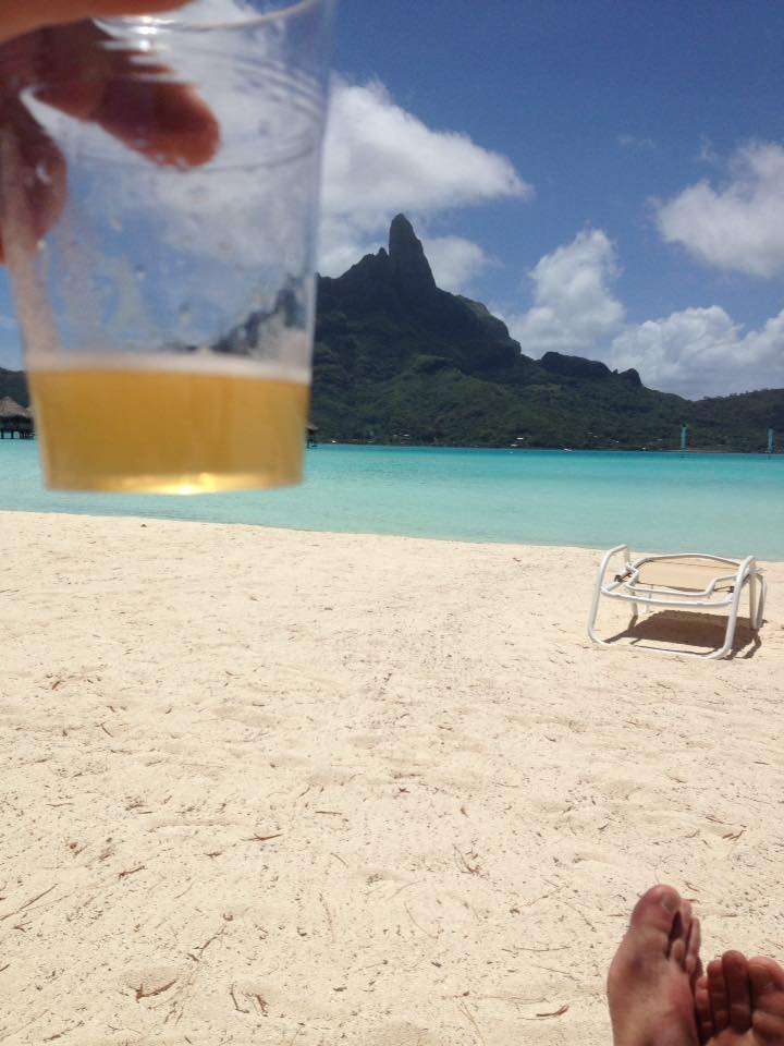 Beer in Bora Bora.