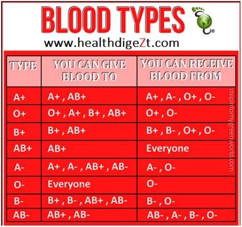 Blood Compatibility Chart With Rh Factor