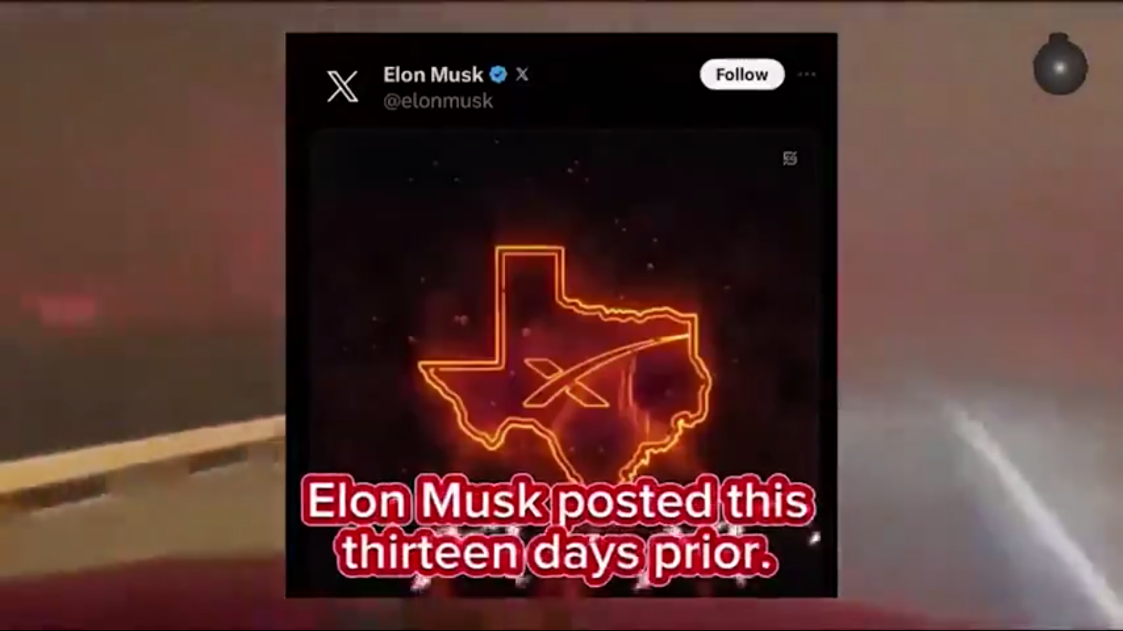 Texas fire from elon.