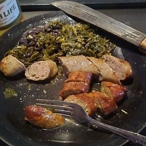 Black beans and collards with sausage
