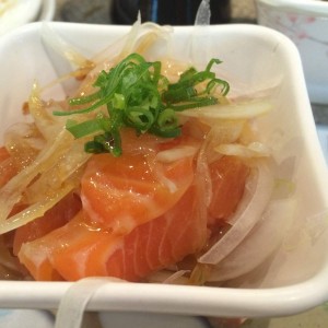 Sushi lunch - salmon poke with a ponzu twist