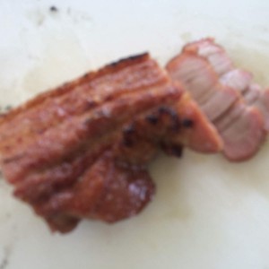 Smoked pork belly at camp