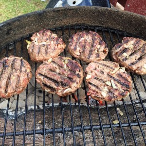 Hamburger steaks on the grill
