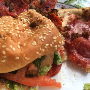 Pizza and teri burger dinner