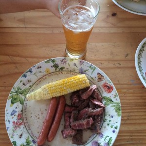 Kiawe steak, sausage & corn