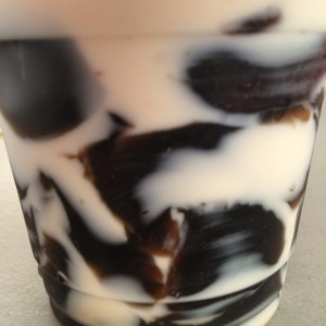 Coffee jelly in milk for wifee and me