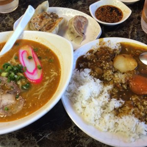 Tan tan ramen, gyoza and curry rice
