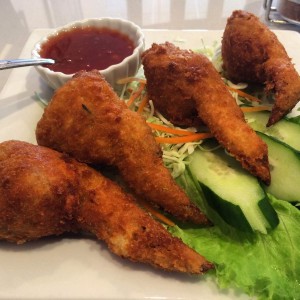 Appetizer and salad lunch - stuffed chicken wings