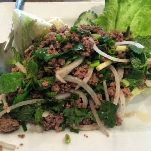 Appetizer and salad lunch - laarb beef salad