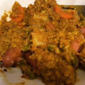 Leftover curry with leftover sausage
