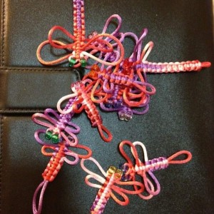 I remember making these dragonfly hair bands for little monkey's soccer team